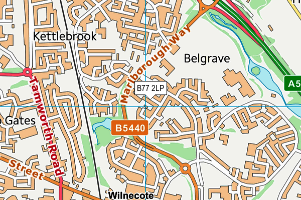 B77 2LP map - OS VectorMap District (Ordnance Survey)