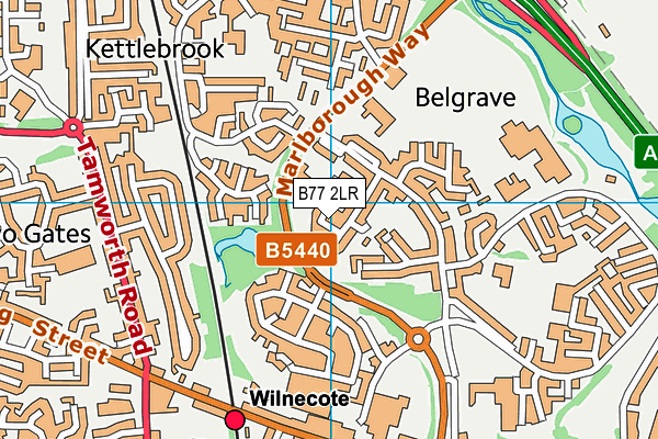 B77 2LR map - OS VectorMap District (Ordnance Survey)