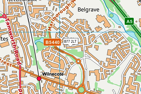 B77 2LT map - OS VectorMap District (Ordnance Survey)