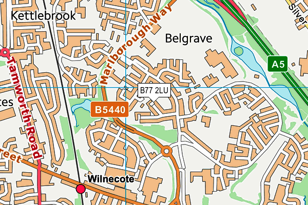 B77 2LU map - OS VectorMap District (Ordnance Survey)
