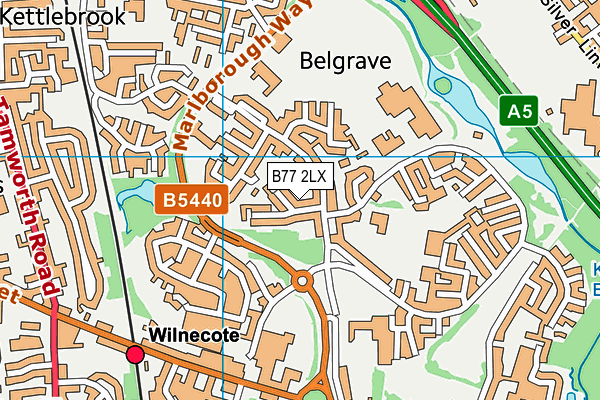 B77 2LX map - OS VectorMap District (Ordnance Survey)