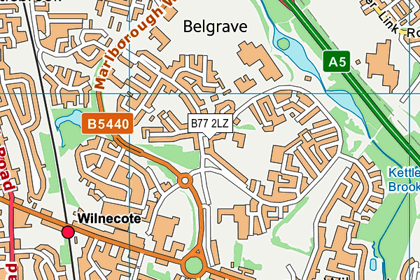 B77 2LZ map - OS VectorMap District (Ordnance Survey)