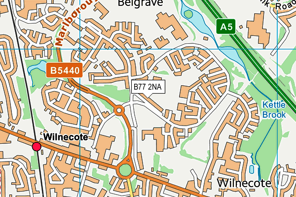B77 2NA map - OS VectorMap District (Ordnance Survey)
