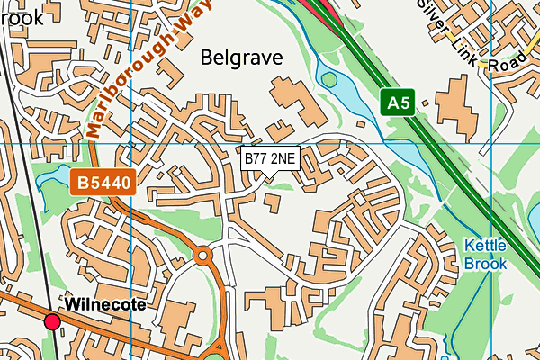 B77 2NE map - OS VectorMap District (Ordnance Survey)