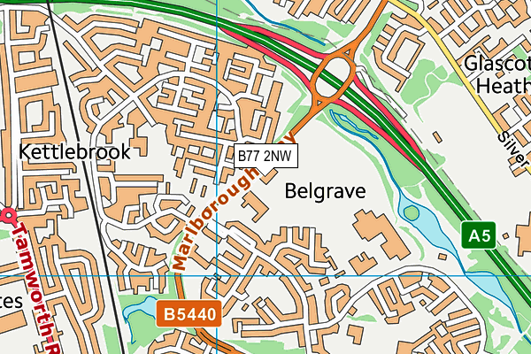 B77 2NW map - OS VectorMap District (Ordnance Survey)