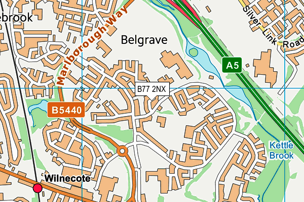 B77 2NX map - OS VectorMap District (Ordnance Survey)