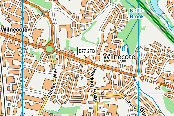 Ninefoot Playing Fields map (B77 2PB) - OS VectorMap District (Ordnance Survey)