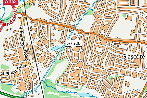 B77 2QD map - OS VectorMap District (Ordnance Survey)