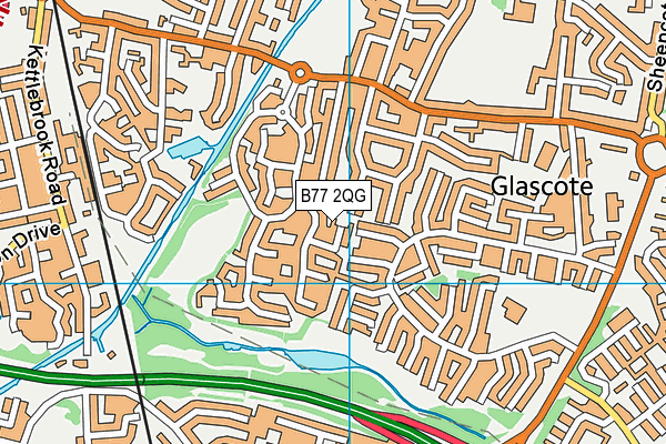 B77 2QG map - OS VectorMap District (Ordnance Survey)