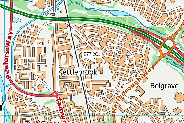 B77 2QJ map - OS VectorMap District (Ordnance Survey)