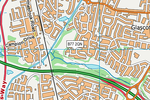 B77 2QN map - OS VectorMap District (Ordnance Survey)