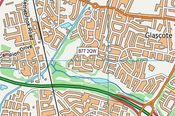 B77 2QW map - OS VectorMap District (Ordnance Survey)