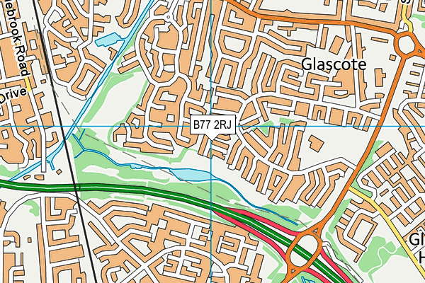B77 2RJ map - OS VectorMap District (Ordnance Survey)