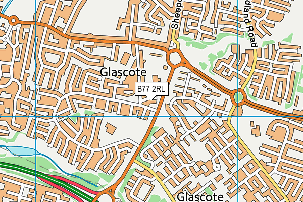 B77 2RL map - OS VectorMap District (Ordnance Survey)