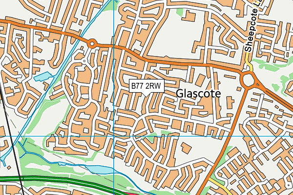 B77 2RW map - OS VectorMap District (Ordnance Survey)