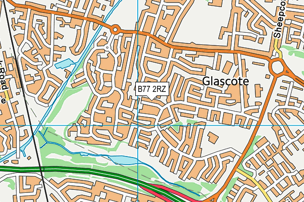 B77 2RZ map - OS VectorMap District (Ordnance Survey)