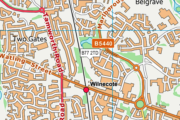 B77 2TD map - OS VectorMap District (Ordnance Survey)