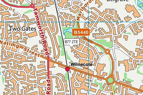 B77 2TE map - OS VectorMap District (Ordnance Survey)