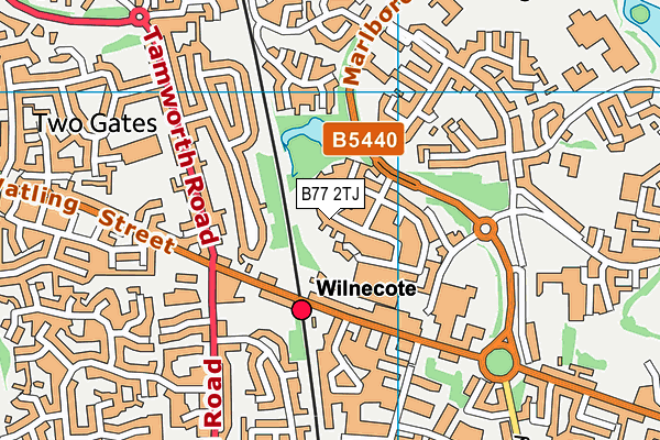 B77 2TJ map - OS VectorMap District (Ordnance Survey)