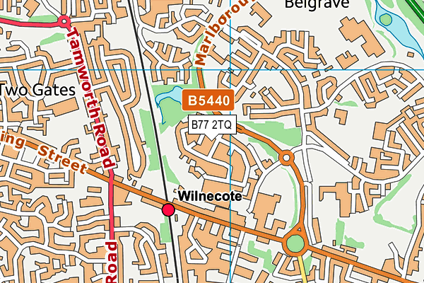 B77 2TQ map - OS VectorMap District (Ordnance Survey)