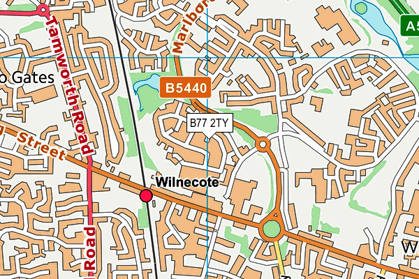 B77 2TY map - OS VectorMap District (Ordnance Survey)