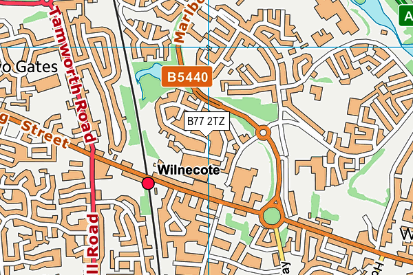 B77 2TZ map - OS VectorMap District (Ordnance Survey)