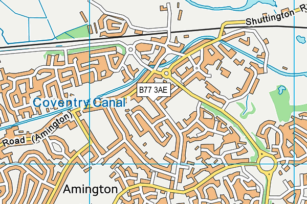 B77 3AE map - OS VectorMap District (Ordnance Survey)