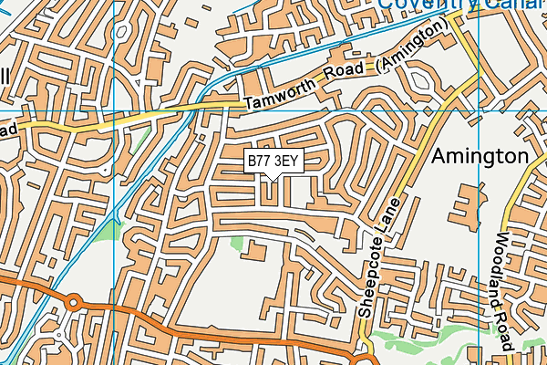 B77 3EY map - OS VectorMap District (Ordnance Survey)