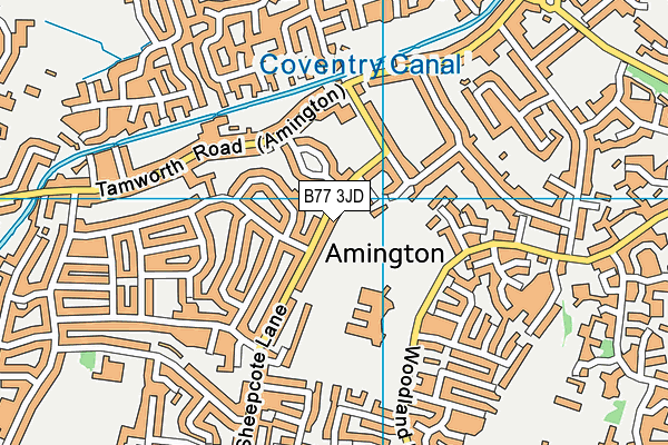 B77 3JD map - OS VectorMap District (Ordnance Survey)