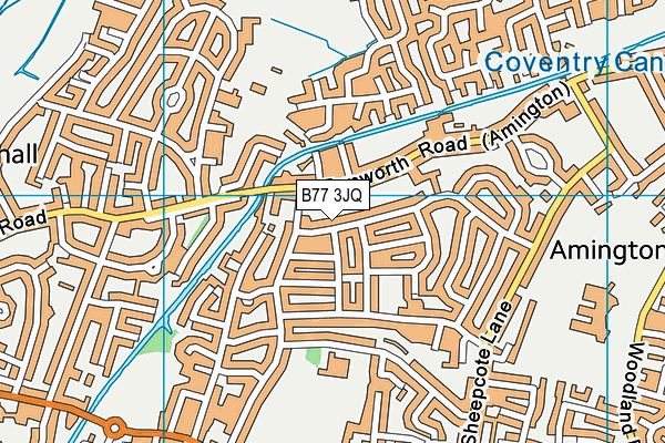 B77 3JQ map - OS VectorMap District (Ordnance Survey)