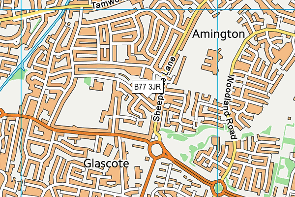 B77 3JR map - OS VectorMap District (Ordnance Survey)