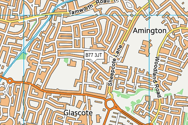 B77 3JT map - OS VectorMap District (Ordnance Survey)