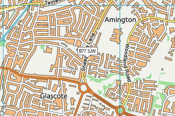 B77 3JW map - OS VectorMap District (Ordnance Survey)