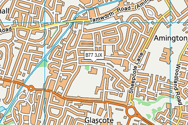 The Woodlands Community Primary School map (B77 3JX) - OS VectorMap District (Ordnance Survey)