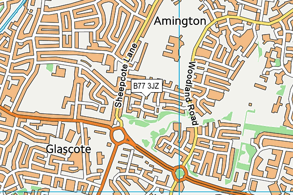 B77 3JZ map - OS VectorMap District (Ordnance Survey)