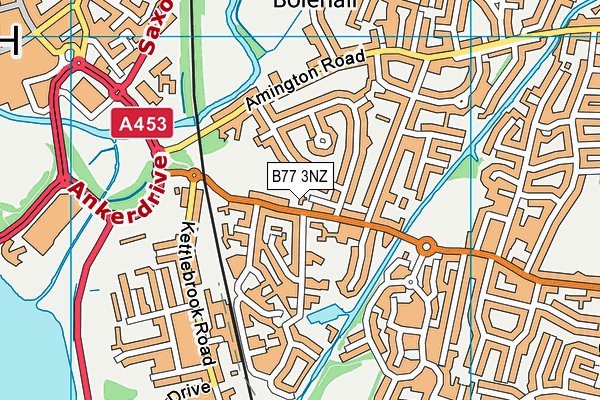 B77 3NZ map - OS VectorMap District (Ordnance Survey)