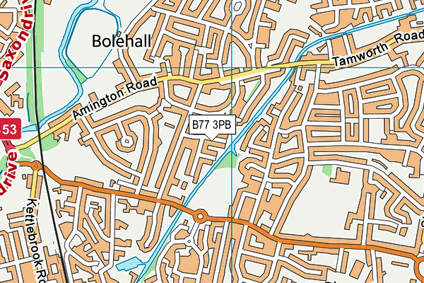 B77 3PB map - OS VectorMap District (Ordnance Survey)