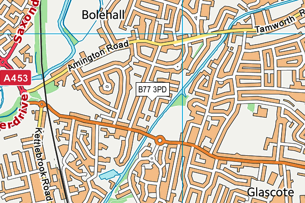 B77 3PD map - OS VectorMap District (Ordnance Survey)