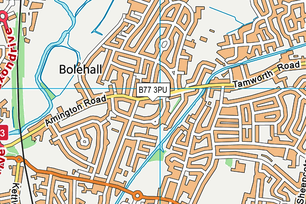 B77 3PU map - OS VectorMap District (Ordnance Survey)