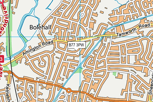 B77 3PW map - OS VectorMap District (Ordnance Survey)