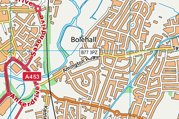 B77 3PZ map - OS VectorMap District (Ordnance Survey)