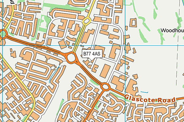 B77 4AS map - OS VectorMap District (Ordnance Survey)