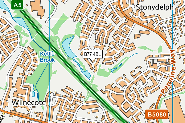 B77 4BL map - OS VectorMap District (Ordnance Survey)