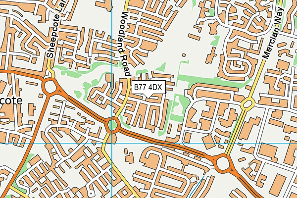 B77 4DX map - OS VectorMap District (Ordnance Survey)