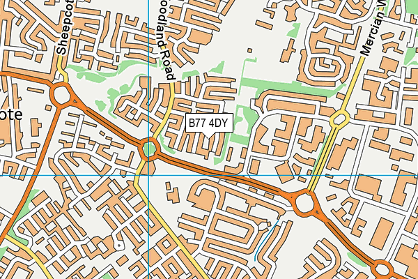 B77 4DY map - OS VectorMap District (Ordnance Survey)