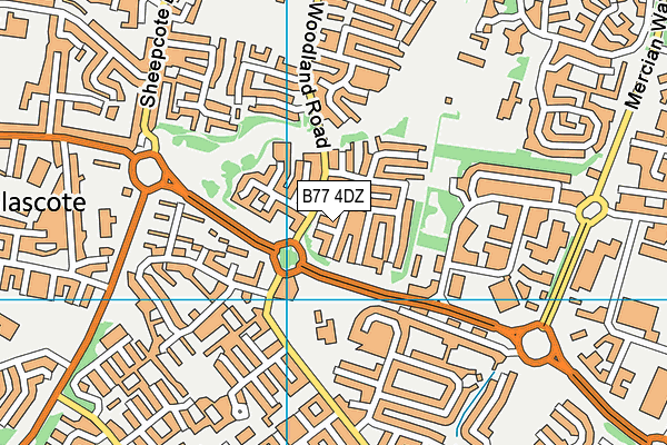 B77 4DZ map - OS VectorMap District (Ordnance Survey)