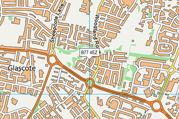 B77 4EZ map - OS VectorMap District (Ordnance Survey)