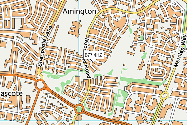 B77 4HZ map - OS VectorMap District (Ordnance Survey)