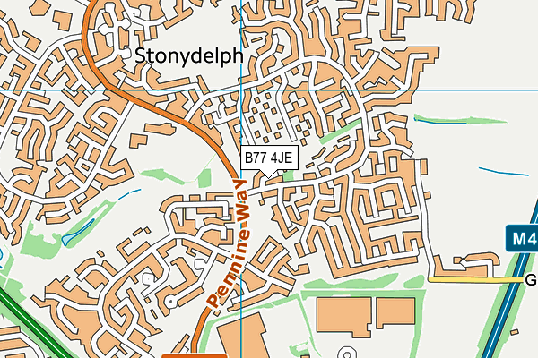 B77 4JE map - OS VectorMap District (Ordnance Survey)