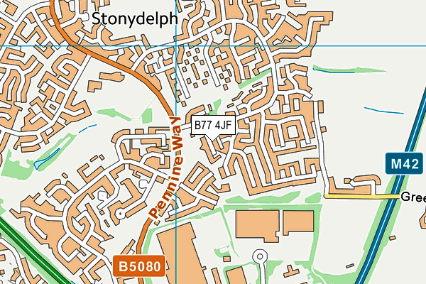 B77 4JF map - OS VectorMap District (Ordnance Survey)